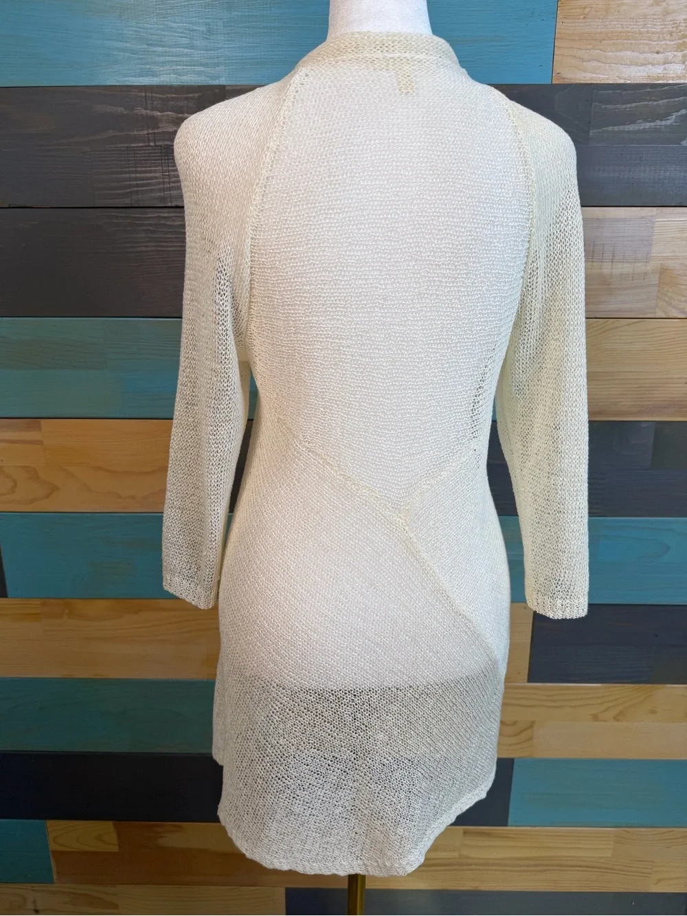 Eileen Fisher Lightweight White Open-Front Knit Cardigan Minimalist XS